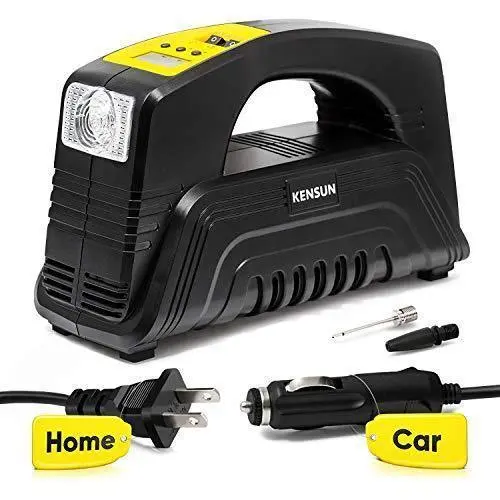 Kensun Dual-Power Digital Tire Inflator – Portable 12V DC / 110V AC Air Compressor for Cars, Bikes, Motorcycles, Balls, and More