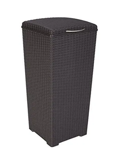 Keter 231478 Outdoor Trash Can – 15″W × 15″D × 33.3″H Espresso Brown Lid-Top Bin for Patios, Kitchens & Entertaining