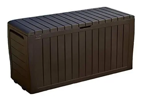 Keter Marvel Plus 71-Gallon Heavy-Duty Resin Storage Box – Weather-Resistant Patio Furniture Organizer (Brown)