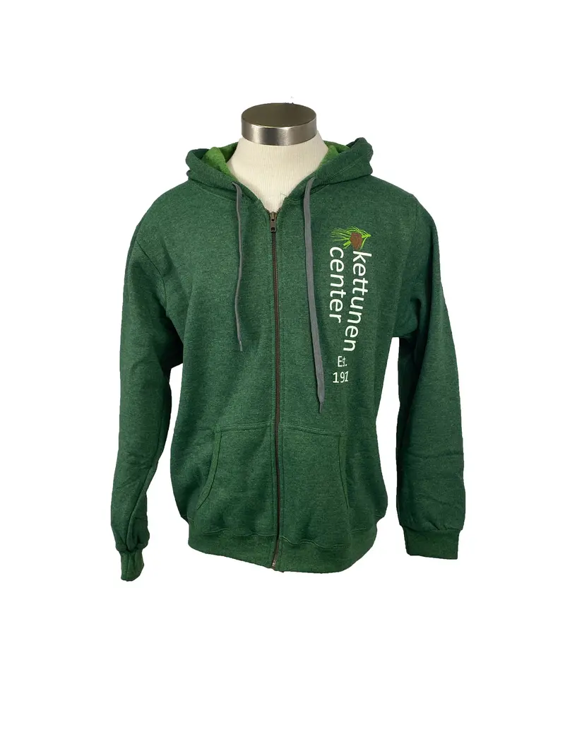 Kettunen Center Green Pine Cone Full-Zip Hoodie – Small