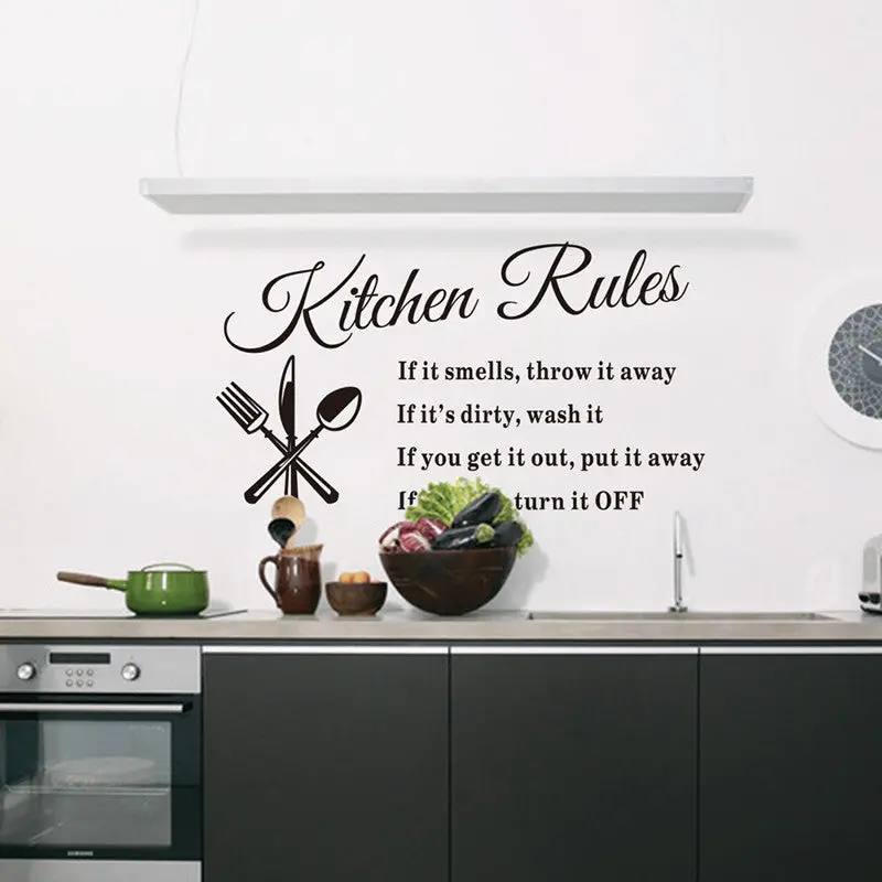 Kitchen Rules Wall Stickers – 3-Piece Removable Vinyl Set