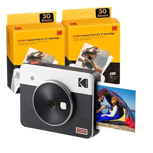 Kodak Mini Shot 3 Retro Instant Camera & Printer – 3×3 Wireless Photo Printing, 4PASS Technology, Laminated Finish, iOS/Android Compatible (White)