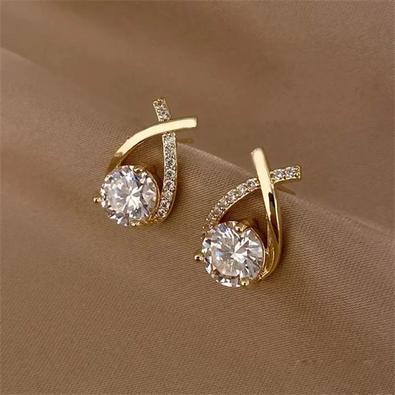 Korean-Style Cross Stud Earrings – Lightweight Stainless Steel