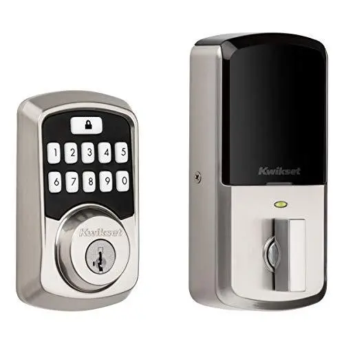 Kwikset Aura Bluetooth Keypad Deadbolt with SmartKey Security – Satin Nickel