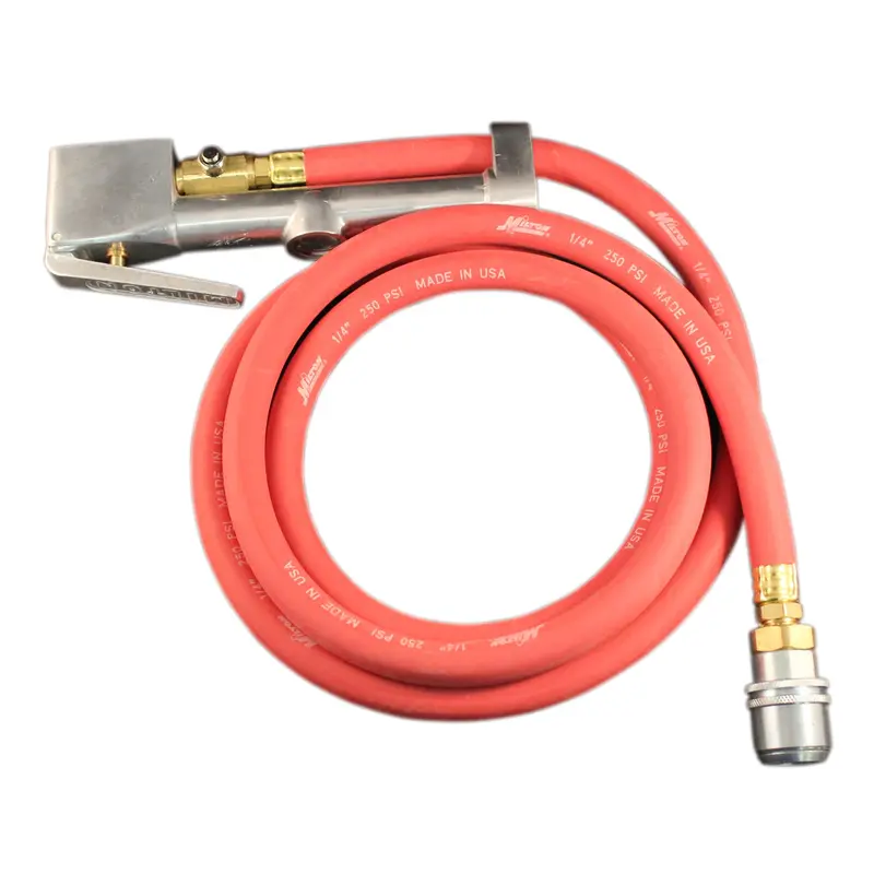 Large-Bore Inflator Gauge with 6-Foot Hose Assembly – Full Swivel, 1/4″ NPT