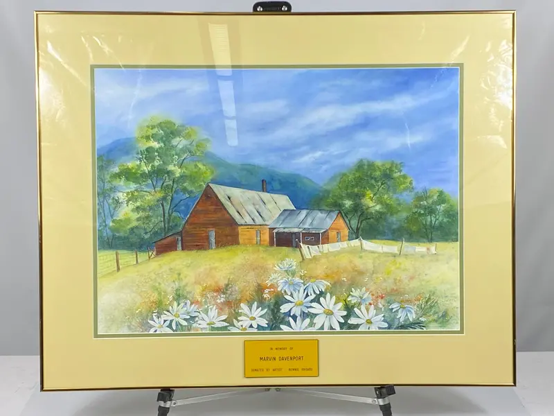 Large Framed Original Watercolor Painting by Artist Bonnie Rhoads