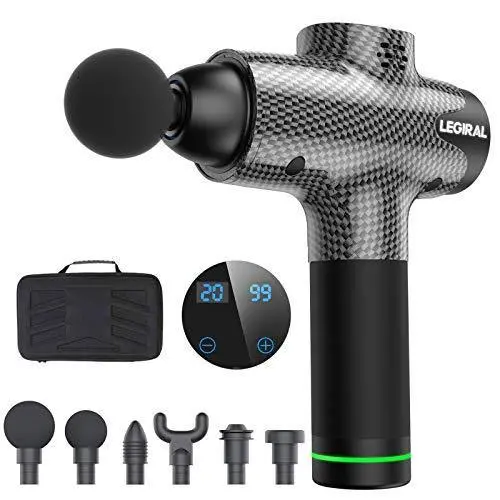 Legiral LE3 Professional Massage Gun – Portable Deep-Tissue Percussion Massager for Athletes, 6 Attachments & 20 Speeds