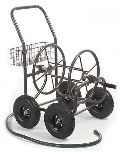 Liberty Garden 4-Wheel Bronze Hose Reel Cart – Residential-Grade Mobile Garden Hose Storage System