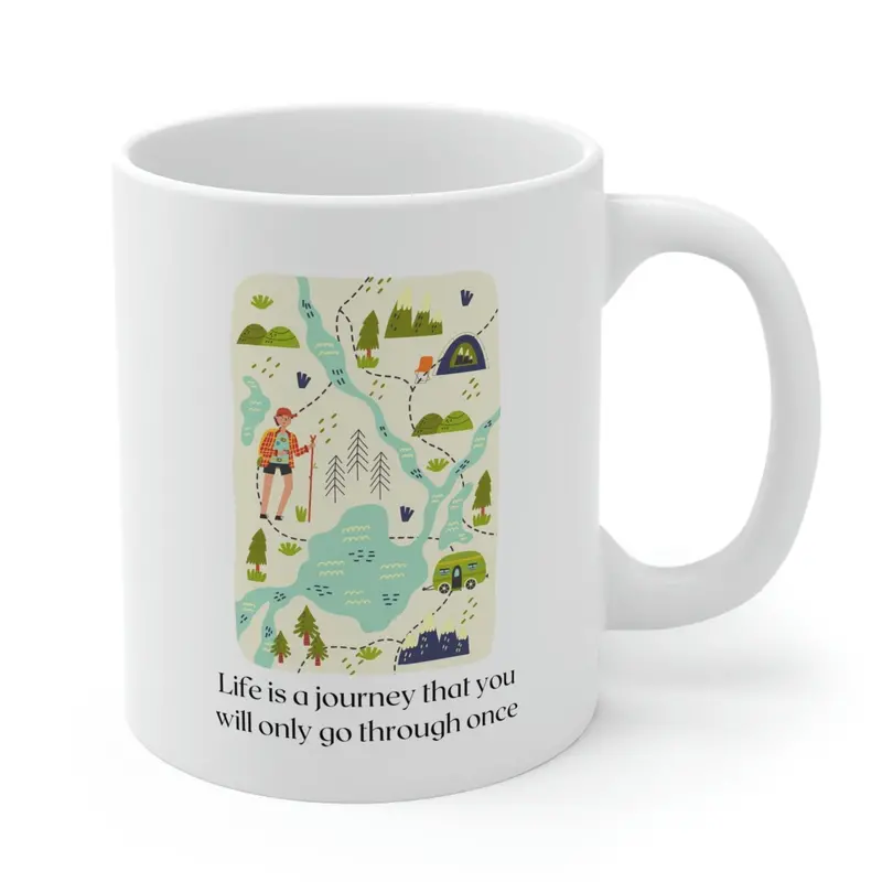 ‘Life is a Journey’ Inspirational Ceramic Coffee Mug