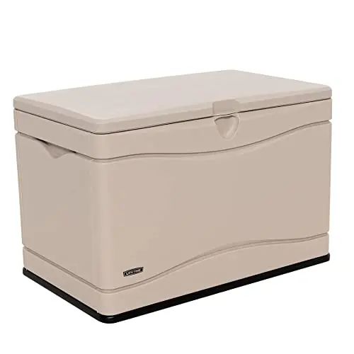 Lifetime 60059 Outdoor Storage Box – 80-Gallon Weather-Resistant Deck Box in Desert Sand with Black Bottom