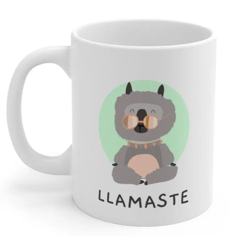 LLAMASTE Yoga-Themed Ceramic Mug