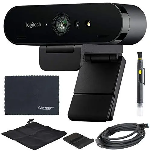 Logitech BRIO 4K Webcam – UHD Streaming with RightLight 3, HDR, and AOM Bundle Kit (960-001105)