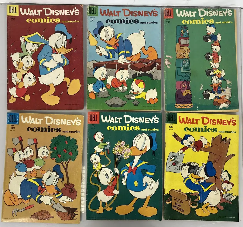 Lot of 25 Vintage Dell Walt Disney Comics (1956–1958), Low Grade