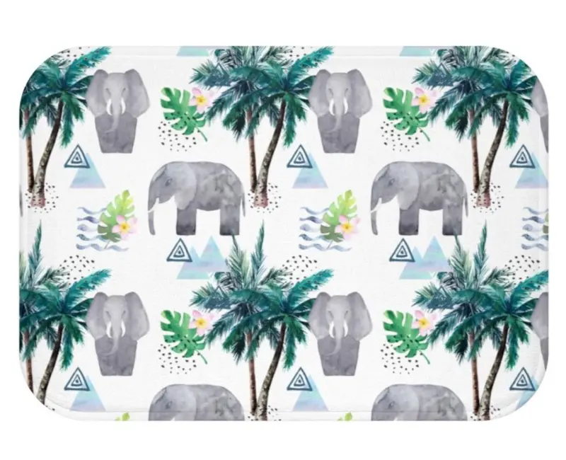 Lucky Elephant Pattern Bath Mat for Calming Bathroom Accents
