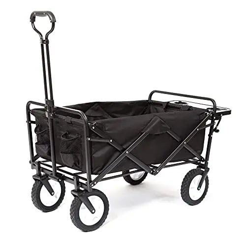 Mac Sports Heavy-Duty Folding Wagon: 150-Lb Capacity Garden Cart with Table & Cup Holders