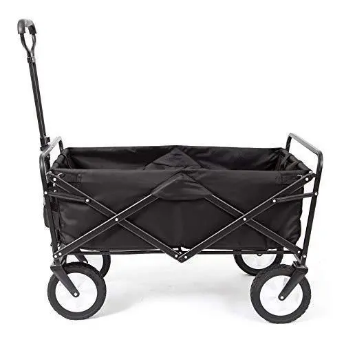 Mac Sports WTC-145 Heavy-Duty Folding Wagon – All-Terrain Steel Frame with Black Powder-Coated Finish and 150-Lb Capacity