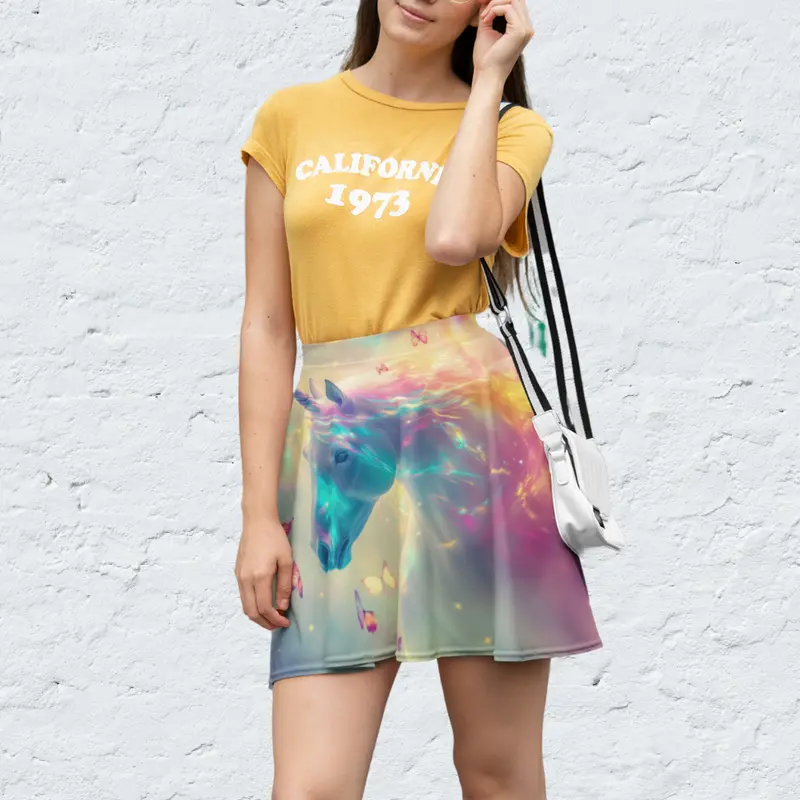 Magical Unicorn Skater Skirt – Fantasy-Themed Women’s A-Line Skirt