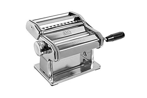 Marcato Atlas 150 Pasta Maker – Hand-Cranked Stainless Steel Italian Pasta Machine with Cutter Attachment