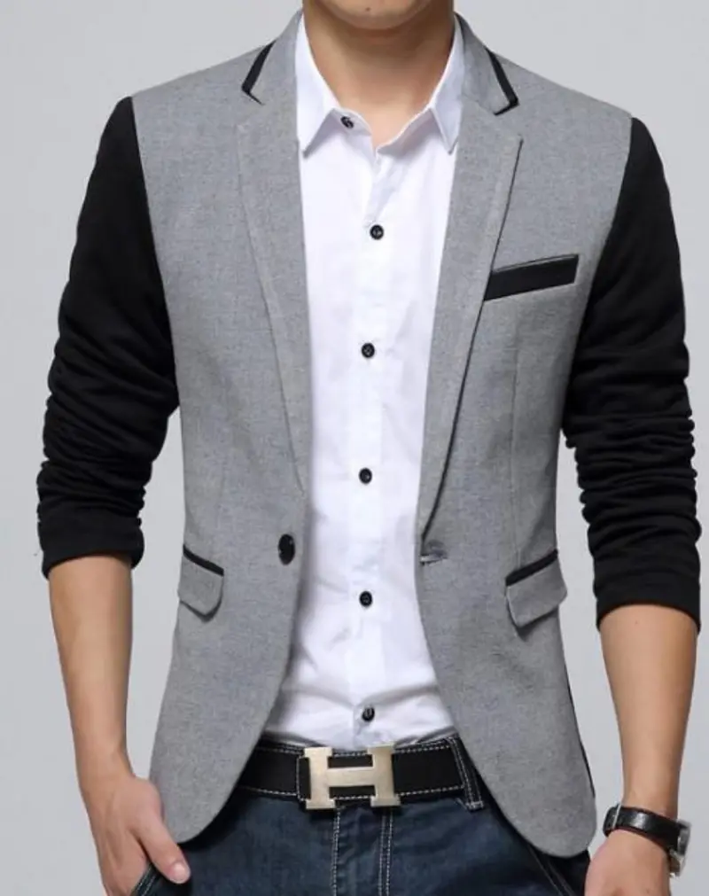 Men’s Casual Short Blazer with Single-Button Closure