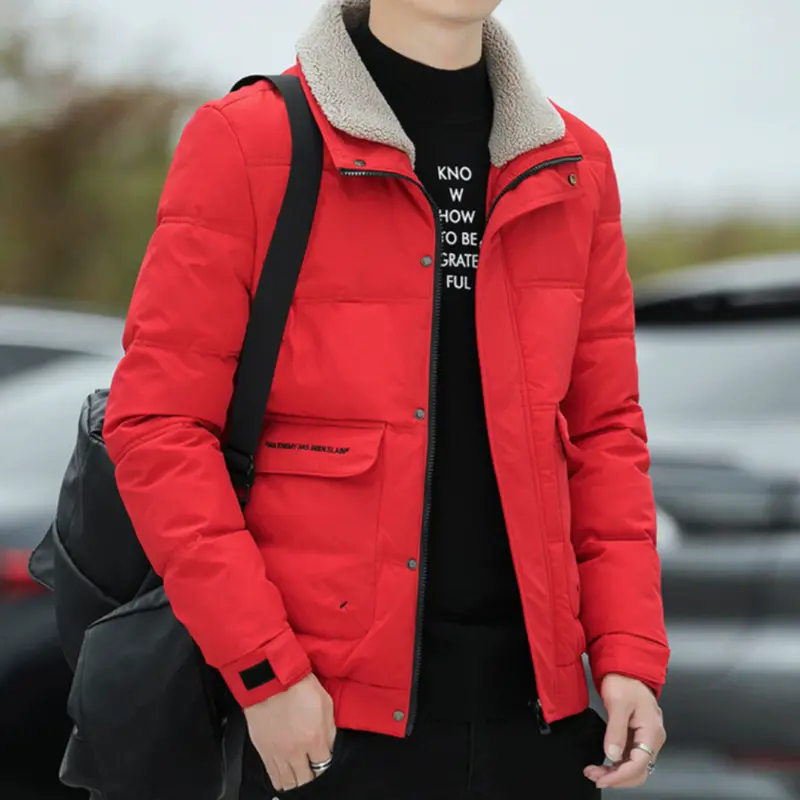 Men’s Cozy Zip-Up Jacket with Faux Fur Trim Collar
