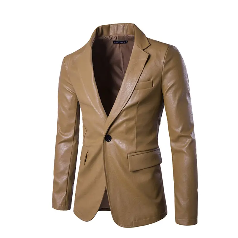 Men’s Faux Leather Blazer – Modern Smart-Casual Style