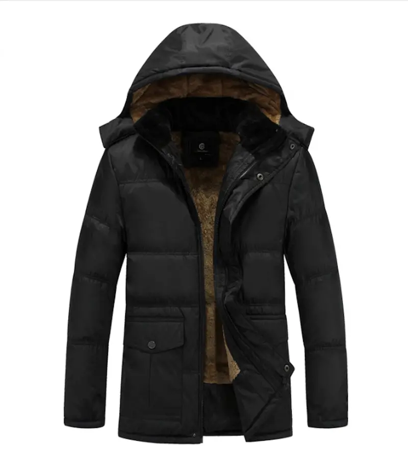 Men’s Fur-Lined Coat with Optional Hood