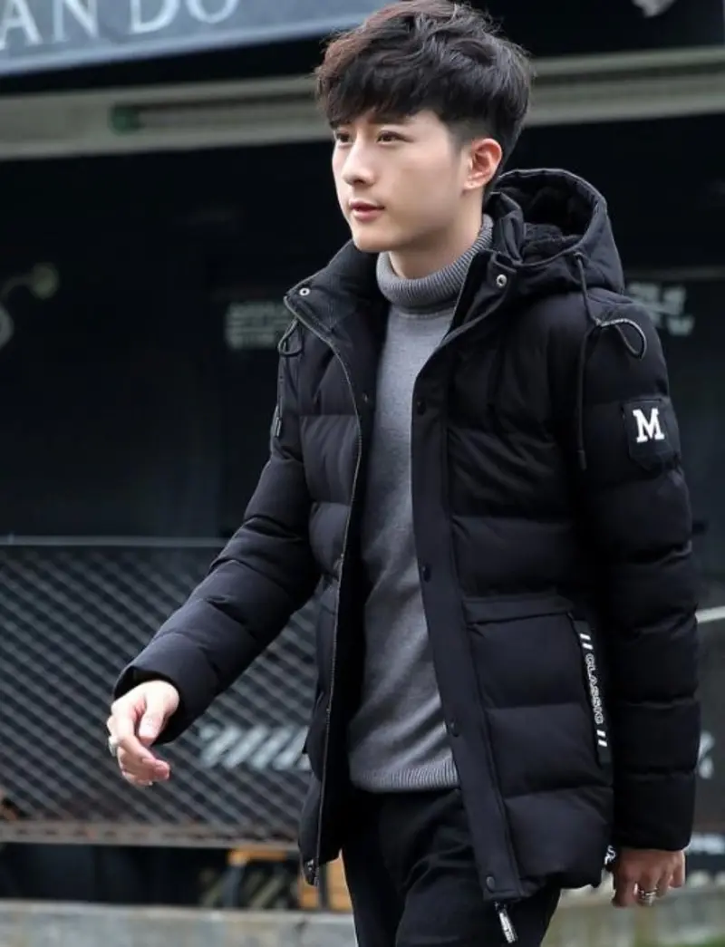 Men’s High-Neck Removable-Hood Puffer Jacket