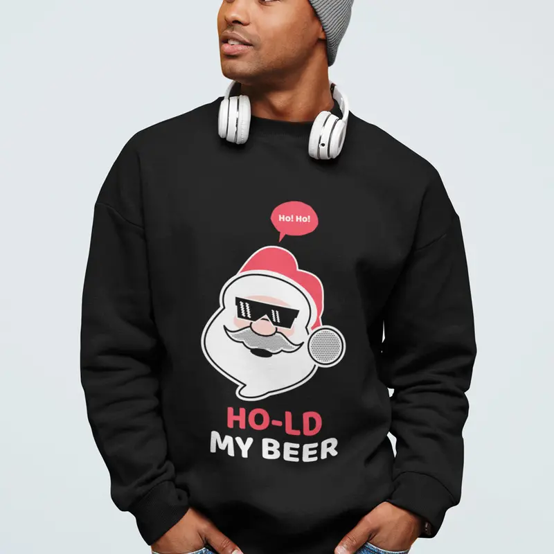Men’s ‘Ho Ho Ho Santa Beer’ Crewneck Sweatshirt