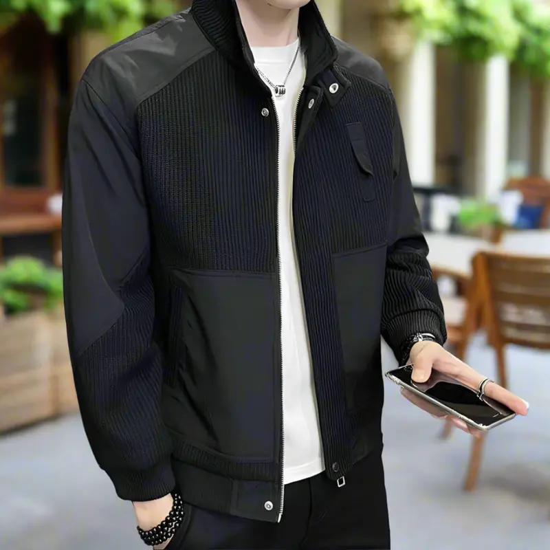 Men’s Knit Patchwork Outerwear Jacket