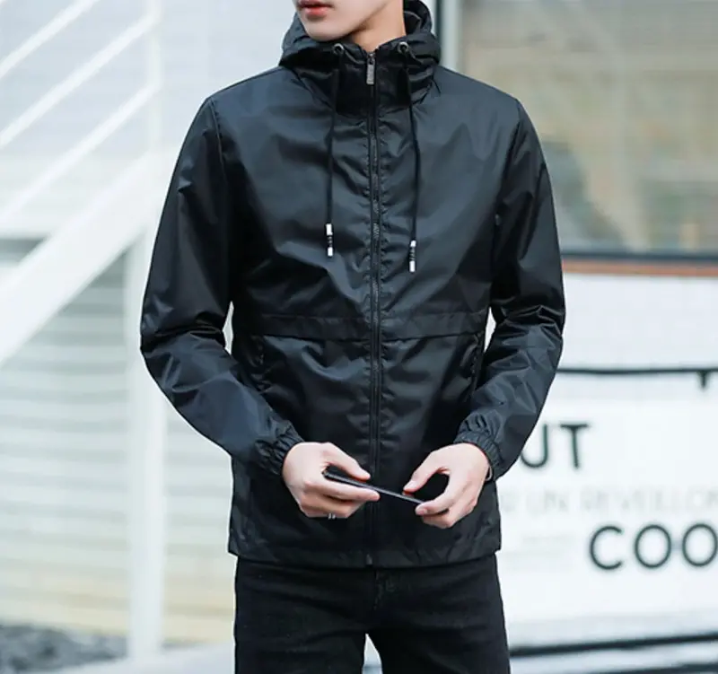Men’s Lightweight Black Windbreaker Jacket