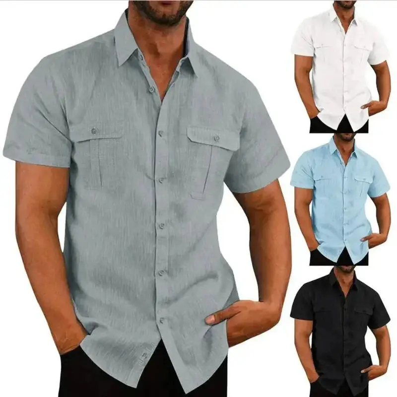 Men’s Lightweight Linen Short Sleeve Shirt for Summer