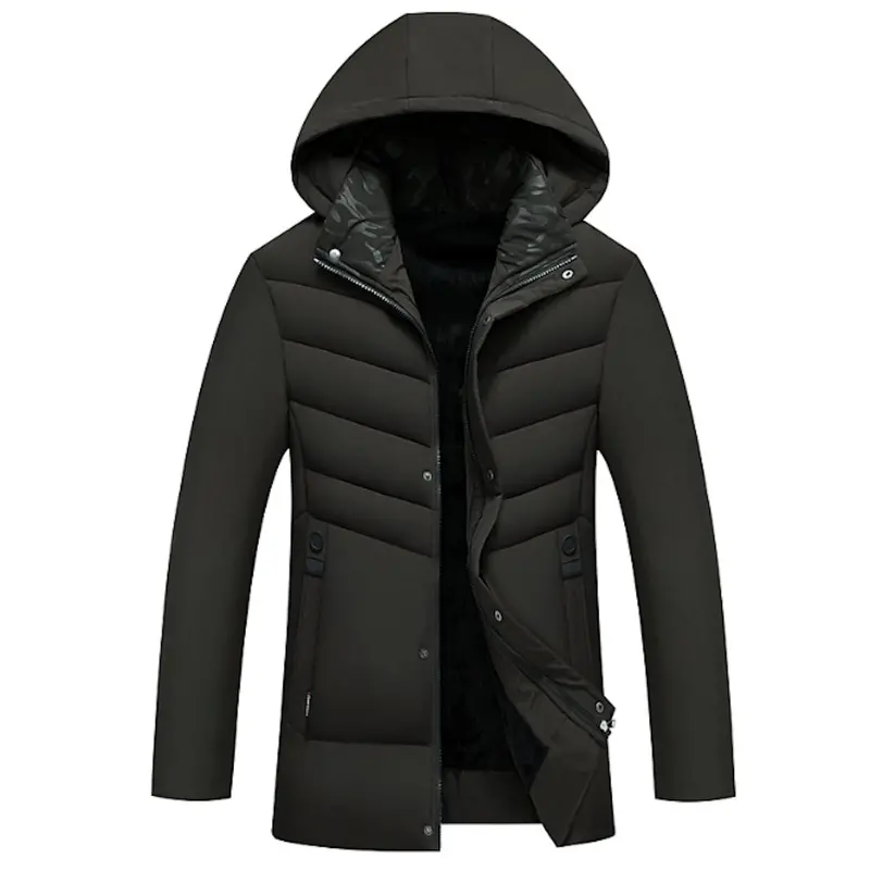 Men’s Mid-Length Zip-Up Jacket with Detachable Hood