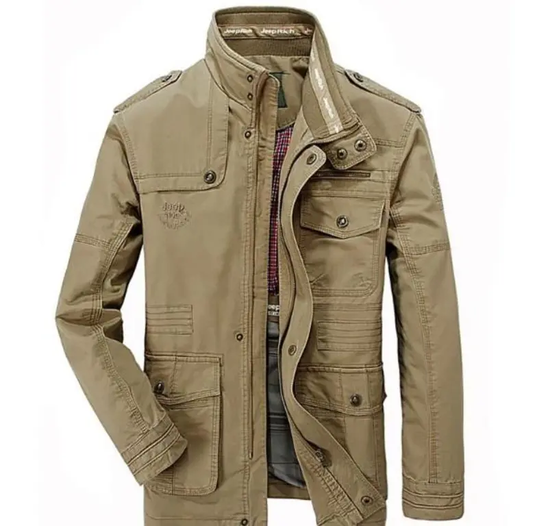 Men’s Military-Inspired Stand-Collar Outerwear Jacket