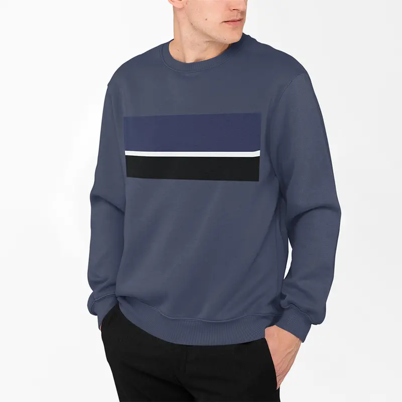 Men’s Striped Crewneck Sweatshirt in Soft Cotton Blend