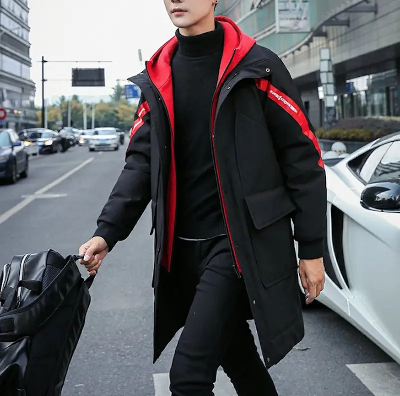 Men’s Two-Tone Hooded Overcoat