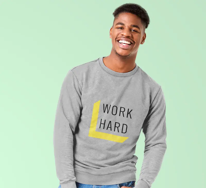 Men’s ‘Work Hard’ Motivational Crewneck Sweatshirt