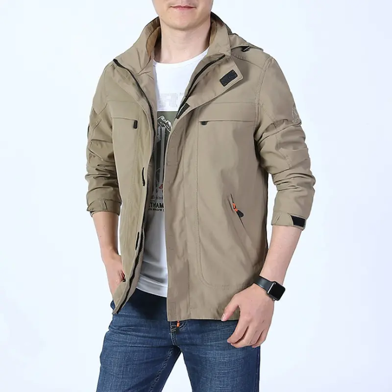 Men’s Zip-Up Jacket with Detachable Hood