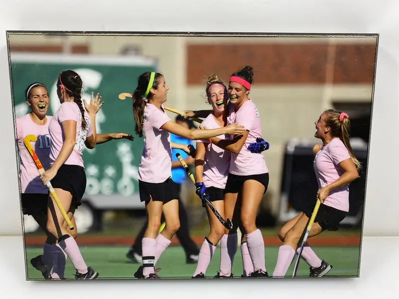 Michigan State Women’s Field Hockey Goal Jubilation — Small Photo Display Plaque