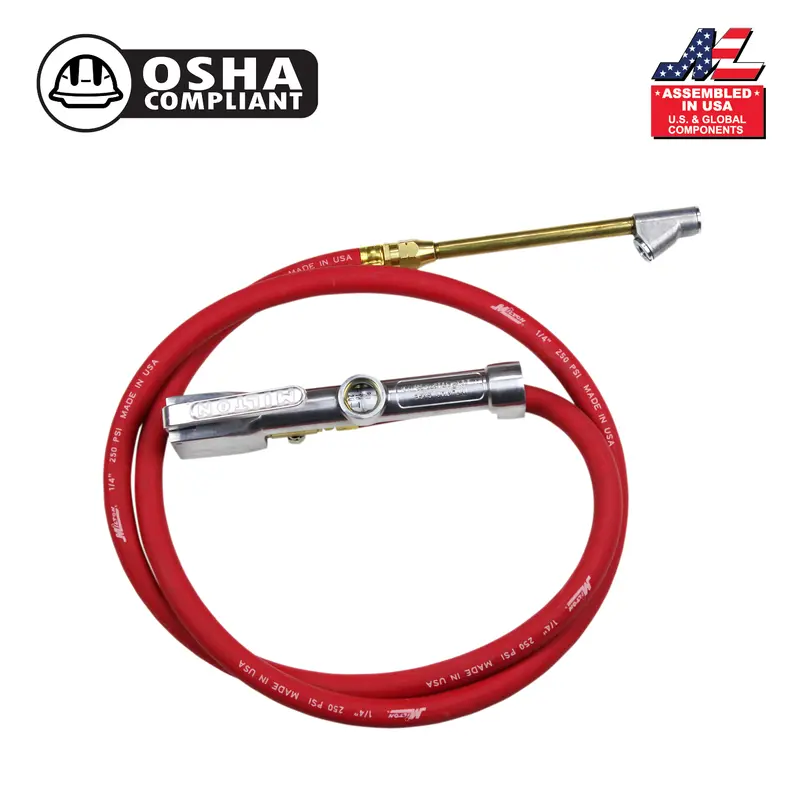 Milton® Dual-Head Tire Inflator Gauge with 5-Foot Hose and Straight-Foot Chuck (10–160 PSI)