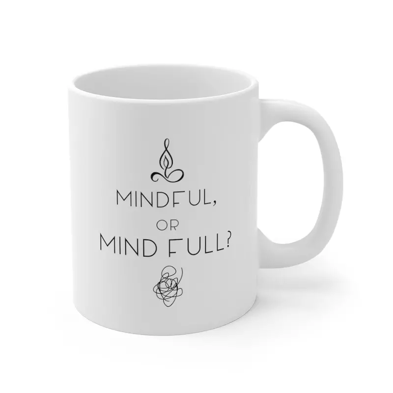 ‘Mindful or Mind Full?’ Humorous Yoga-Inspired Ceramic Mug