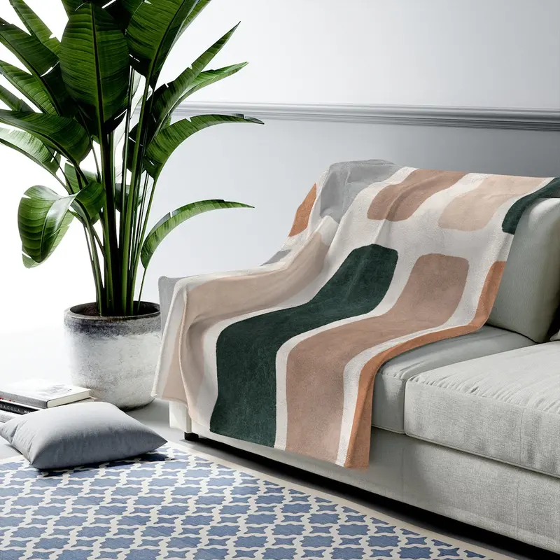 Modern Abstract Bar Pattern Plush Throw Blanket