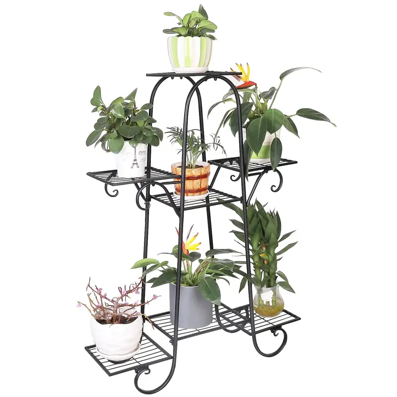 Modern Metal 7-Tier Plant Stand for Indoor Greenery