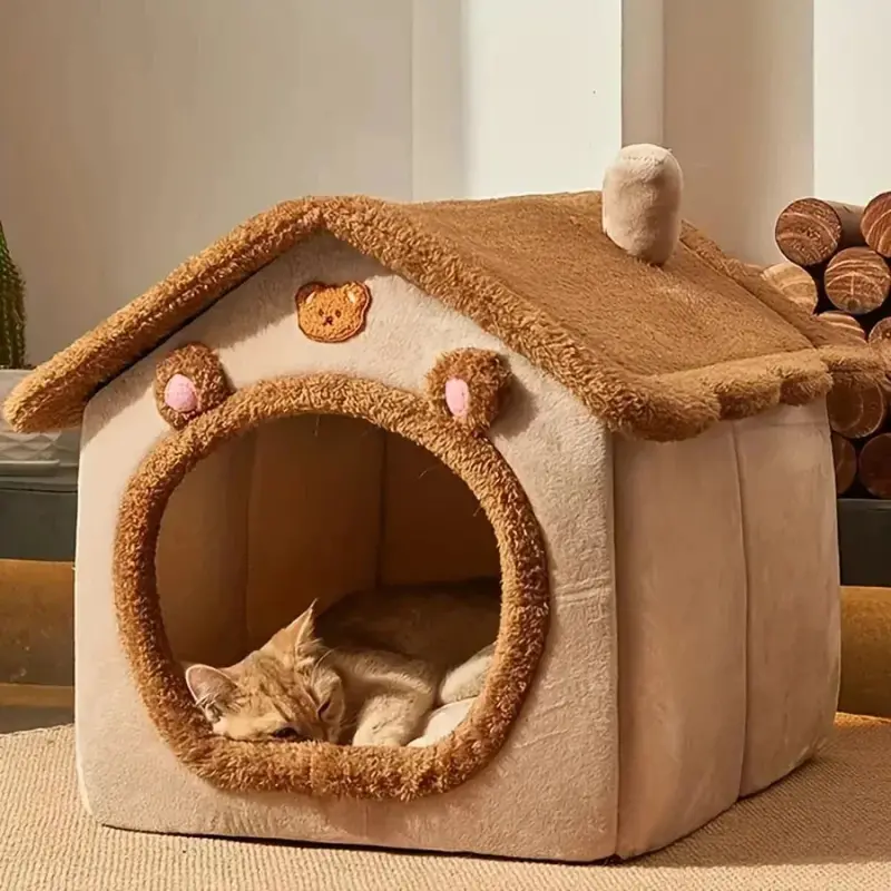 Modular Brown Pet House with Detachable Roof