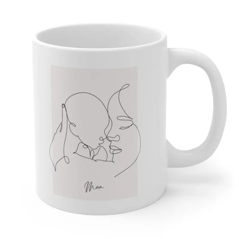 ‘Mom & I’ Matching 11oz Ceramic Mug Set – Two-Tone Design