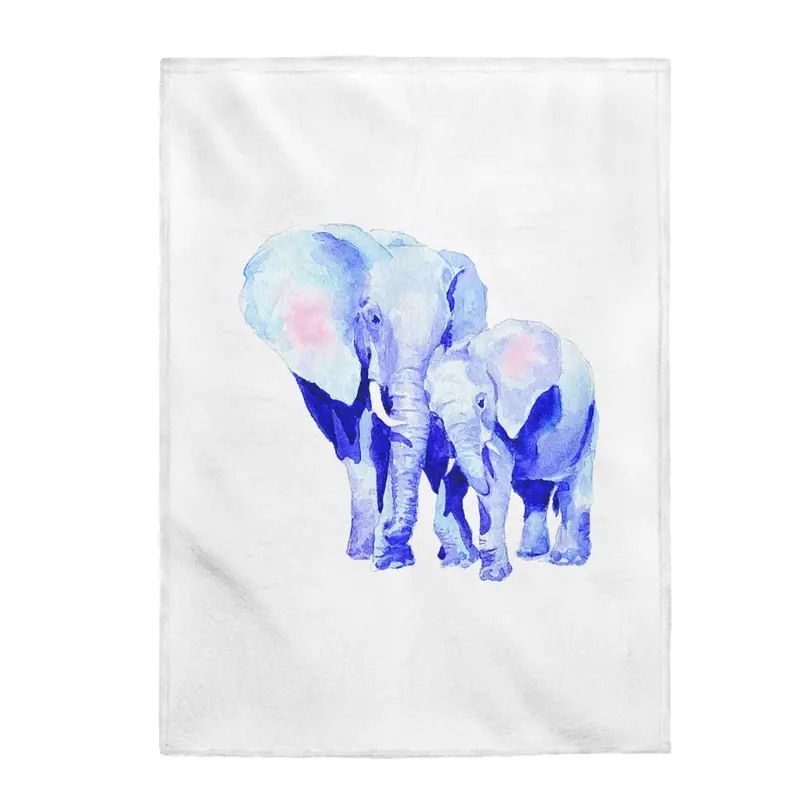 Mother and Baby Elephant Velveteen Plush Blanket – Auspicious Design