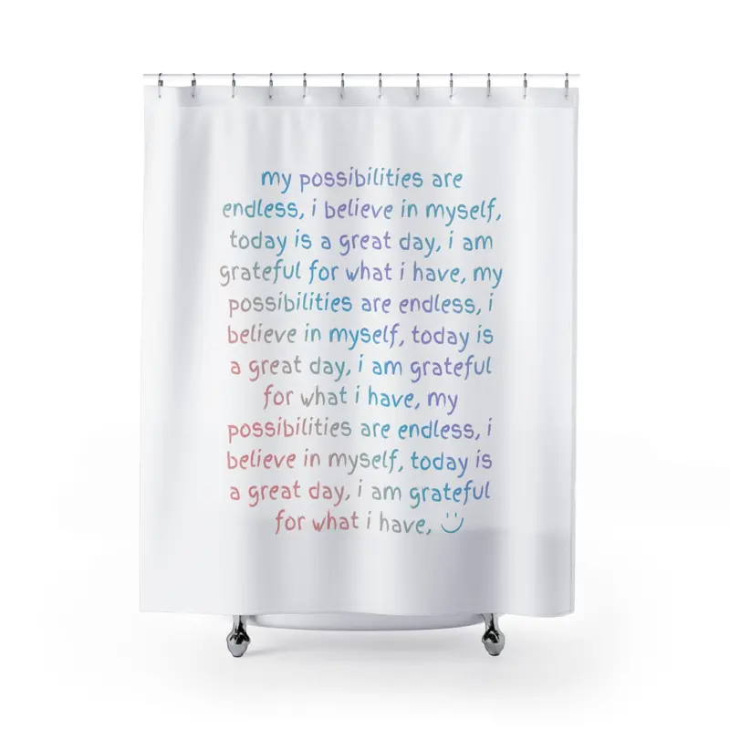 Motivational Positive Affirmations Shower Curtain – Uplifting Bathroom Decor