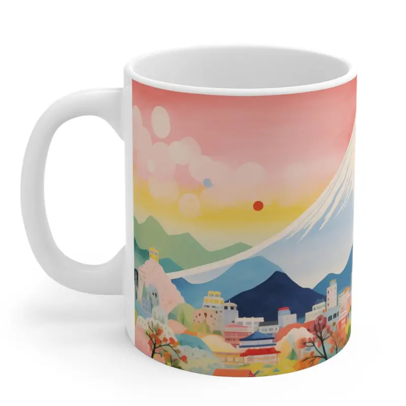 Mount Fuji Skyline Ceramic Travel Mug