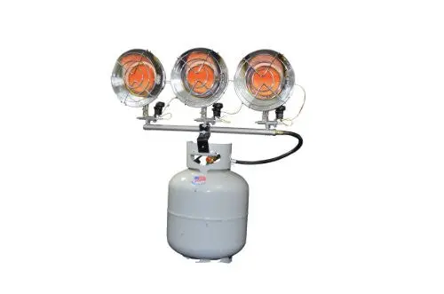 Mr. Heater MH45T Triple Tank Top Vent-Free Propane Heater – 10,000–45,000 BTU/hr, Chrome Finish