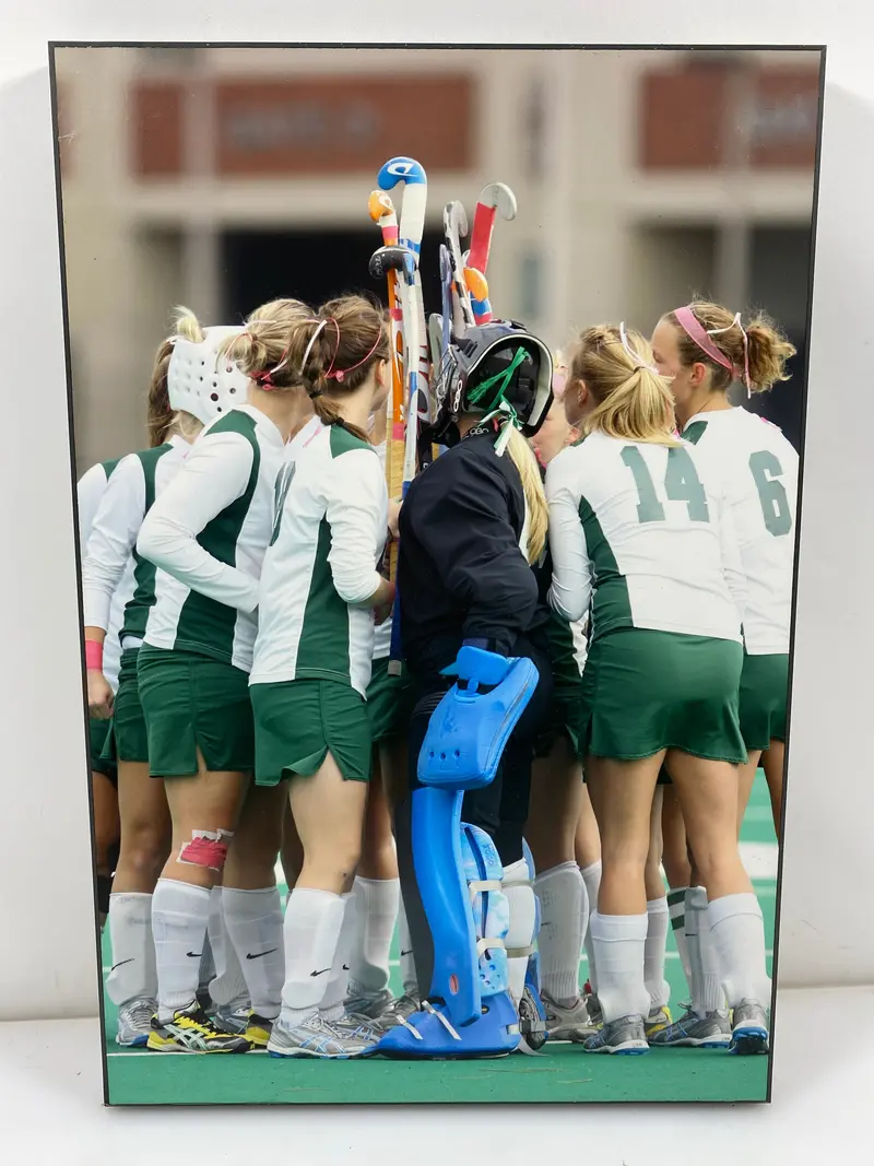 MSU Women’s Field Hockey Player Huddle — Small Game-Moment Photo Plaque