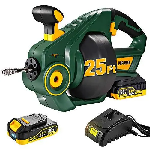 MTW700B 25-Foot Cordless Drain Auger – 20V Li-Ion Auto-Snake for Pipes 3/4″ to 3″, Replaceable Shaft
